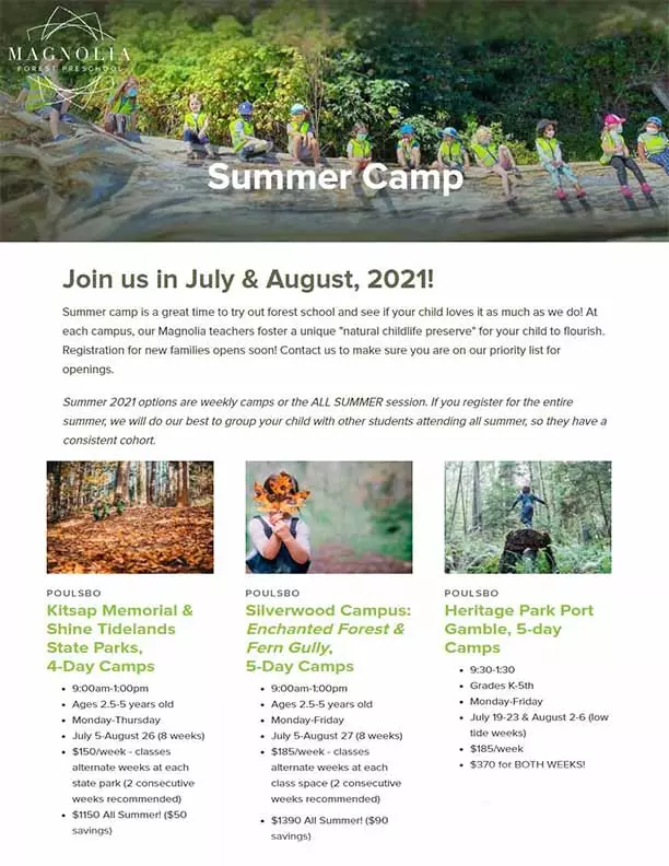 Magnolia Outdoor Preschool Summer 2021