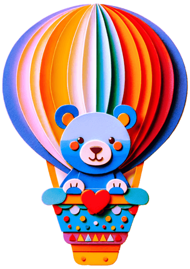 Teddy Paper Hot Air Baloon